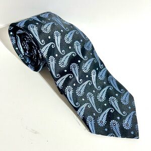 Pavone Necktie Mens Tie Blue Paisley Peacock 100% Silk Italy Classic Dad Father